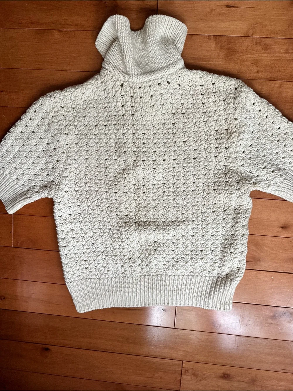 A.L.C. Cream Knit Short-Sleeve Polo Sweater with Button Placket